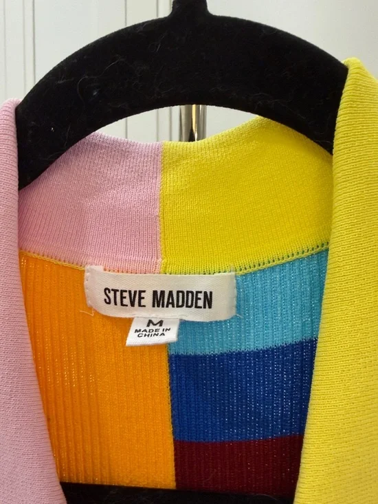 Steve Madden Multicolor Striped Knit Dress - Yellow, Pink, Orange, Red, Blue - Picture 3 of 7
